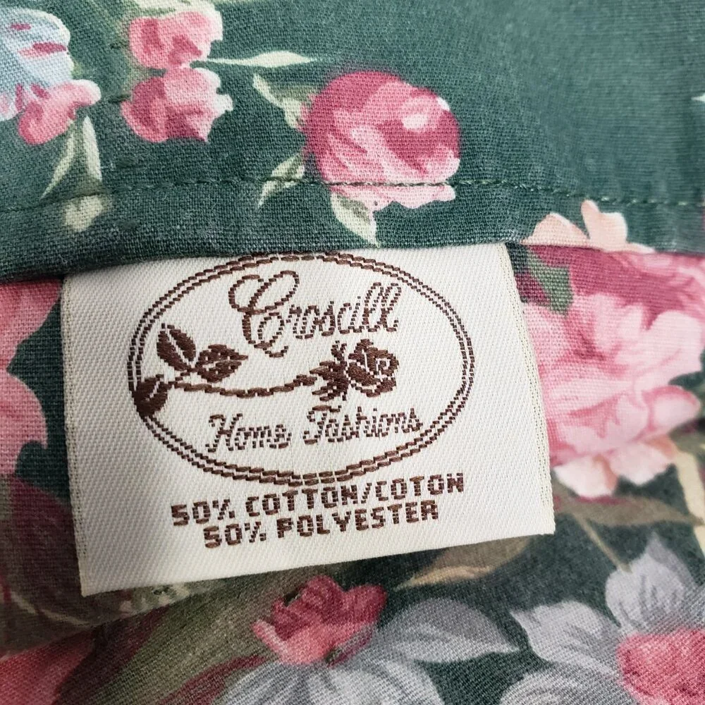 Croscill Granada Green & Pink Floral Valance Curtain  with Rod Pocket  88